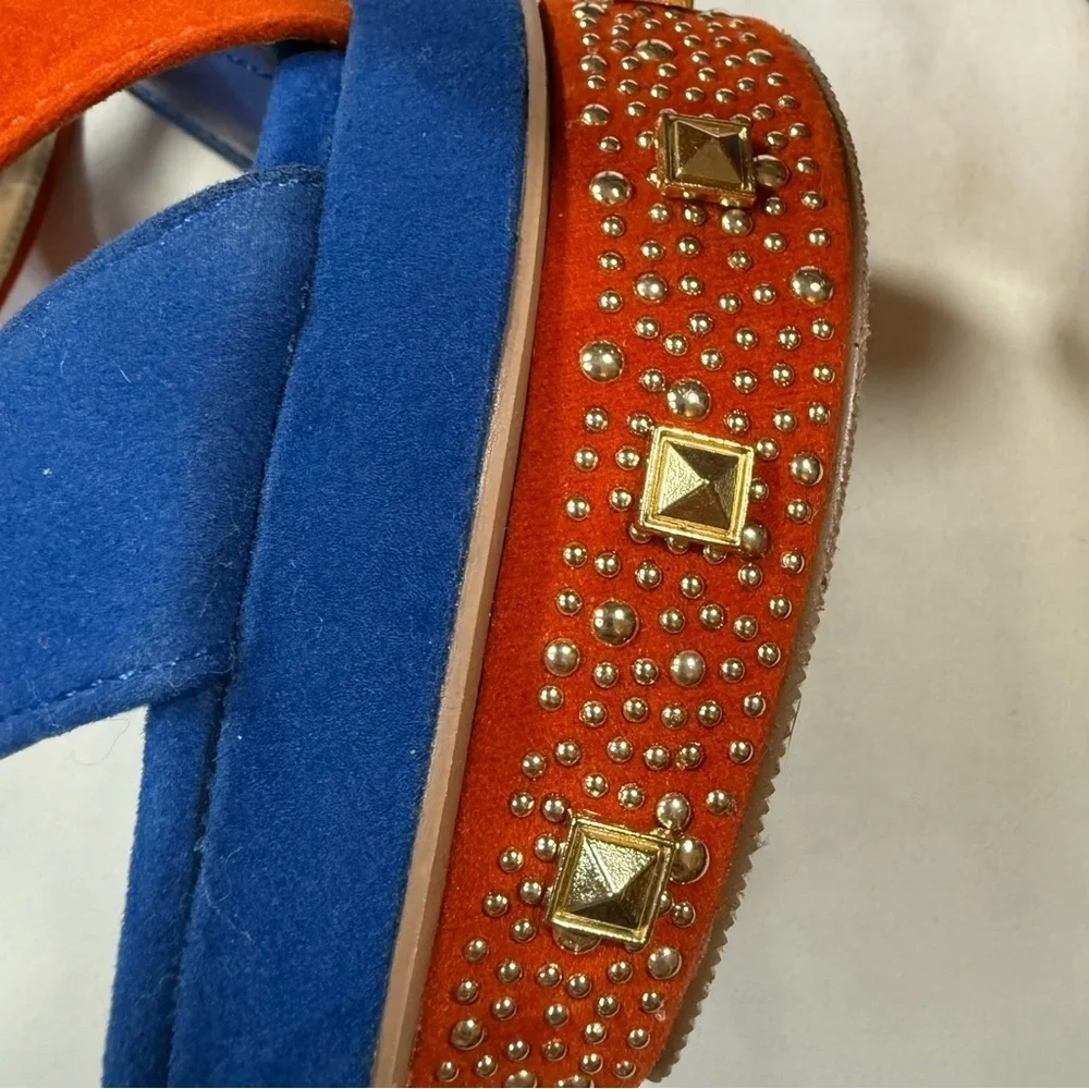Alba Blue and Orange Studded Platform Heels - Picture 6 of 12